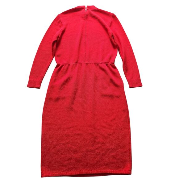 Vintage St. John Saks Fifth Ave 1980s Santana Knit Red Dress Pockets USA Size 12 - Picture 11 of 14